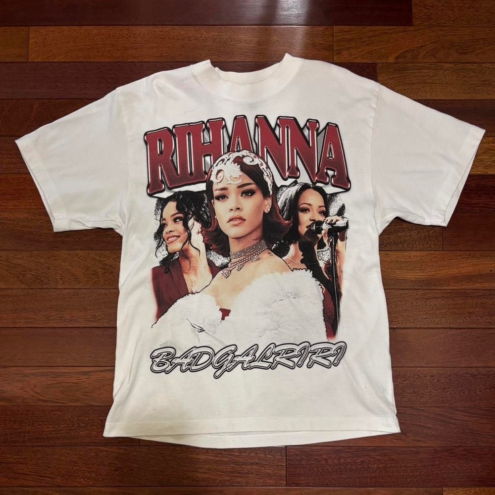 White Graphic T-Shirt with Rihanna Print